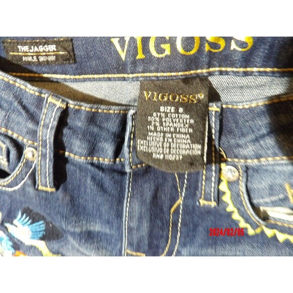 Vigoss Girls Jeans Size 8 Jagger Ankle Skinny Embroidered Medium‎ Wash Raw Hem - Picture 4 of 8